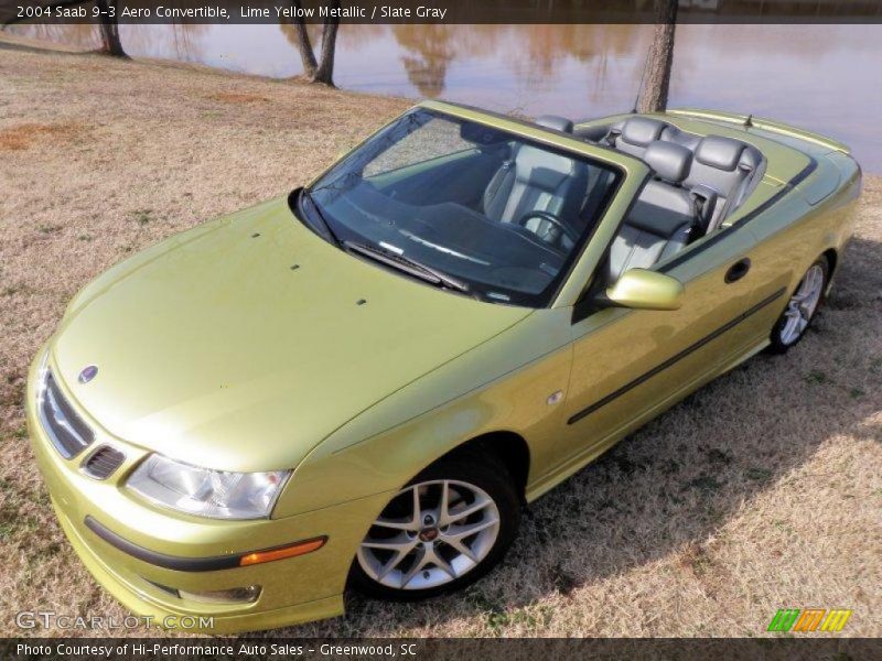 Lime Yellow Metallic / Slate Gray 2004 Saab 9-3 Aero Convertible