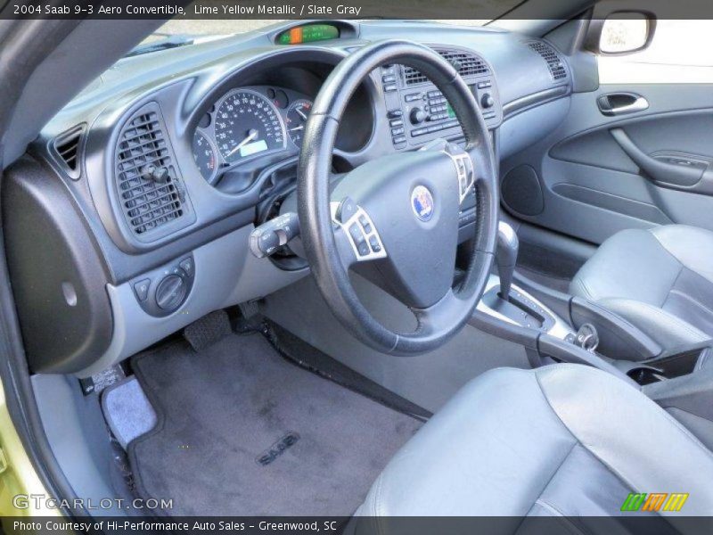 Lime Yellow Metallic / Slate Gray 2004 Saab 9-3 Aero Convertible