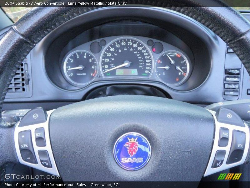 Lime Yellow Metallic / Slate Gray 2004 Saab 9-3 Aero Convertible