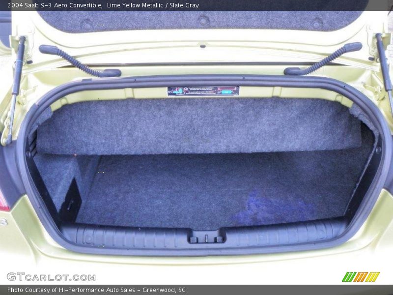 Lime Yellow Metallic / Slate Gray 2004 Saab 9-3 Aero Convertible