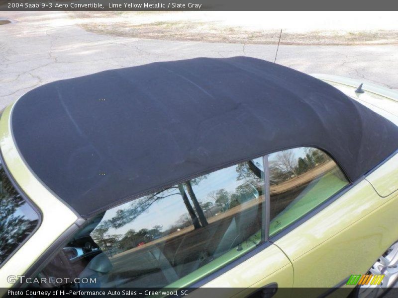 Lime Yellow Metallic / Slate Gray 2004 Saab 9-3 Aero Convertible