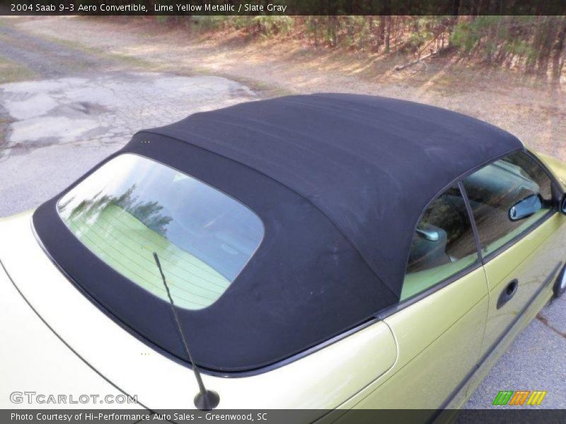 Lime Yellow Metallic / Slate Gray 2004 Saab 9-3 Aero Convertible