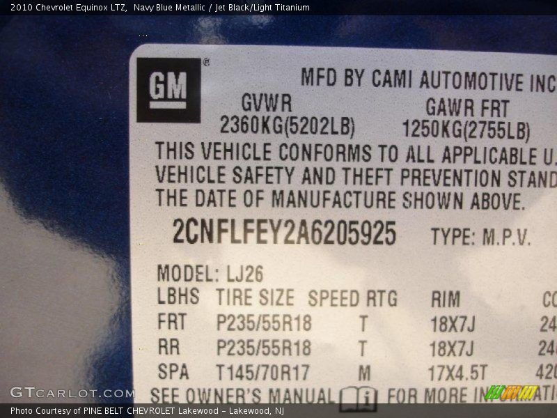Navy Blue Metallic / Jet Black/Light Titanium 2010 Chevrolet Equinox LTZ