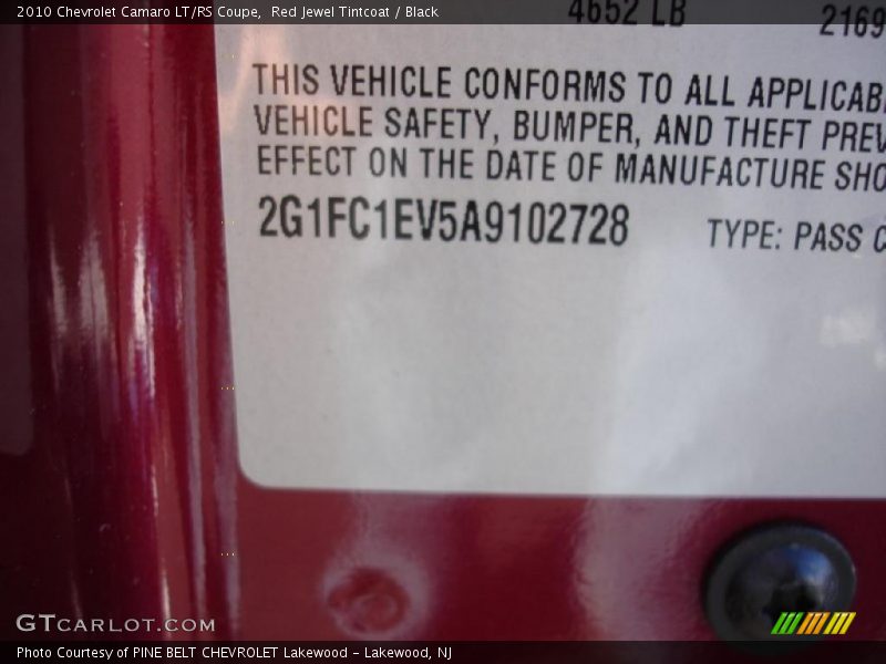 Red Jewel Tintcoat / Black 2010 Chevrolet Camaro LT/RS Coupe