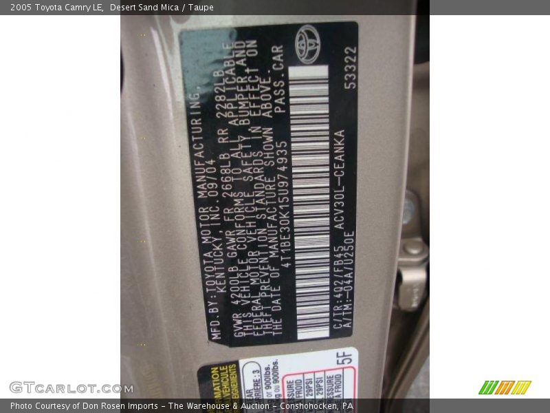 Desert Sand Mica / Taupe 2005 Toyota Camry LE