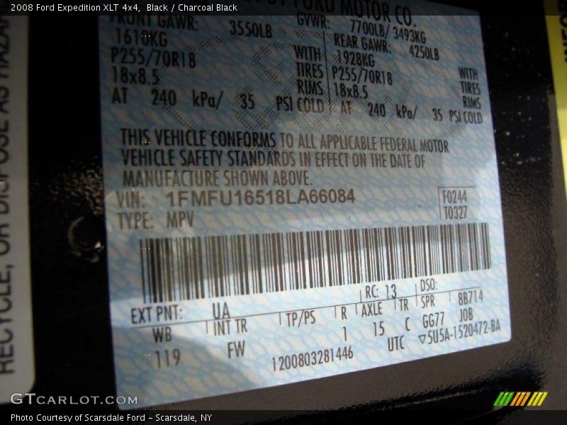Black / Charcoal Black 2008 Ford Expedition XLT 4x4