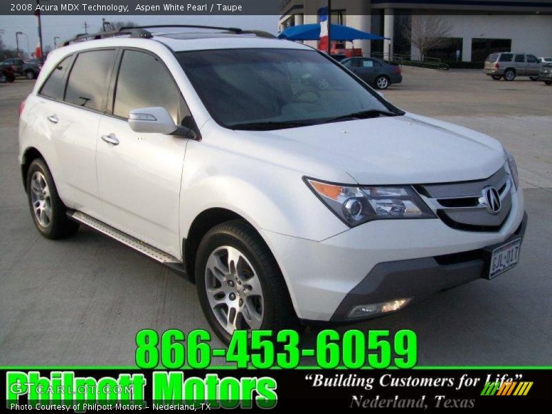 Aspen White Pearl / Taupe 2008 Acura MDX Technology