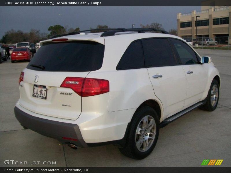Aspen White Pearl / Taupe 2008 Acura MDX Technology