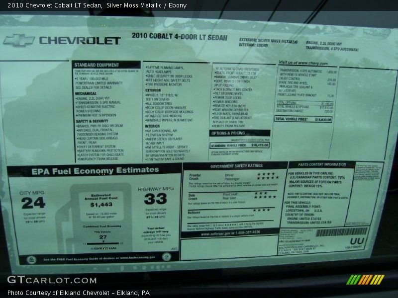 Silver Moss Metallic / Ebony 2010 Chevrolet Cobalt LT Sedan