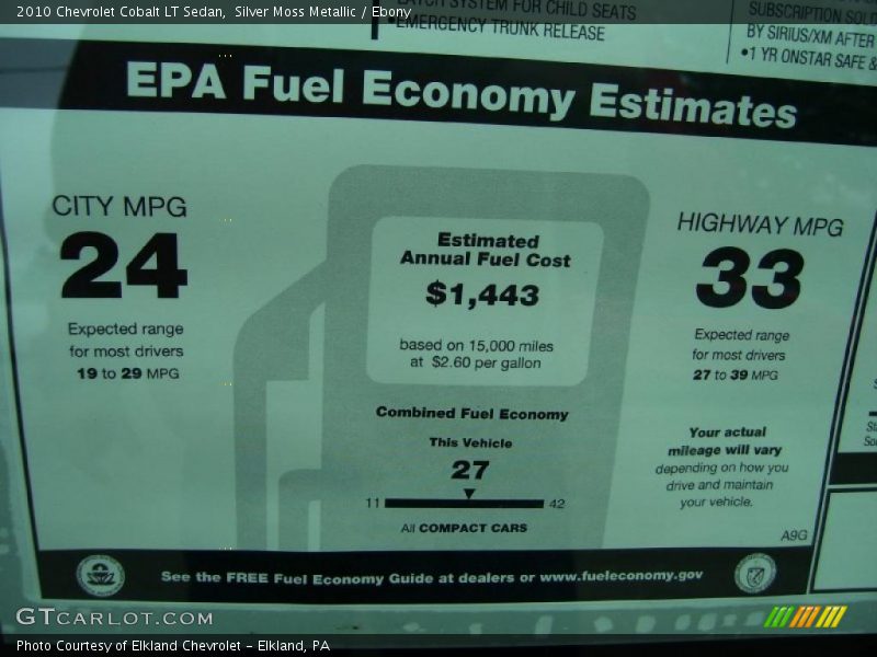 Silver Moss Metallic / Ebony 2010 Chevrolet Cobalt LT Sedan