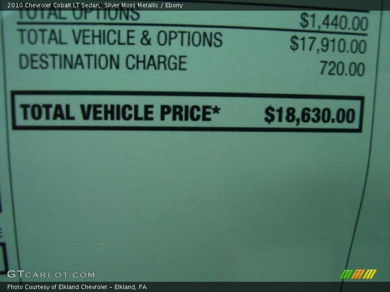 Silver Moss Metallic / Ebony 2010 Chevrolet Cobalt LT Sedan