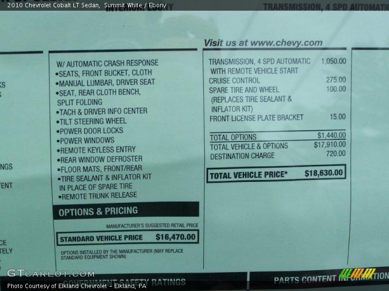 Summit White / Ebony 2010 Chevrolet Cobalt LT Sedan