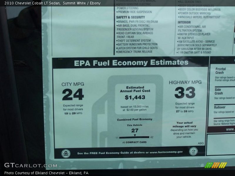 Summit White / Ebony 2010 Chevrolet Cobalt LT Sedan