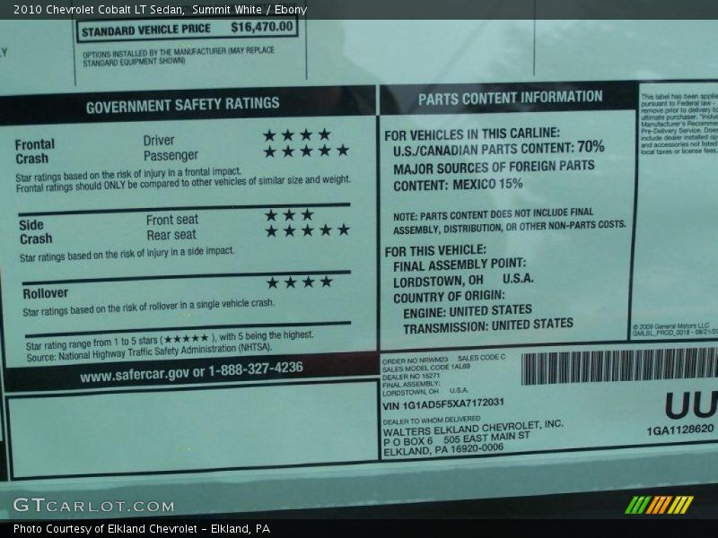 Summit White / Ebony 2010 Chevrolet Cobalt LT Sedan