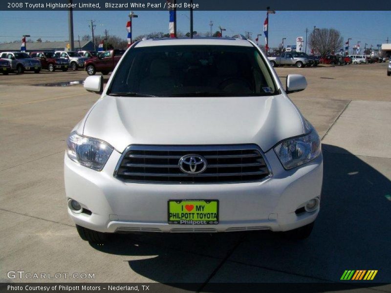 Blizzard White Pearl / Sand Beige 2008 Toyota Highlander Limited