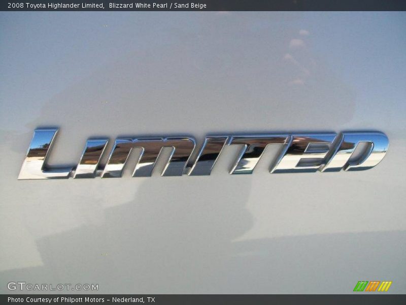 Blizzard White Pearl / Sand Beige 2008 Toyota Highlander Limited
