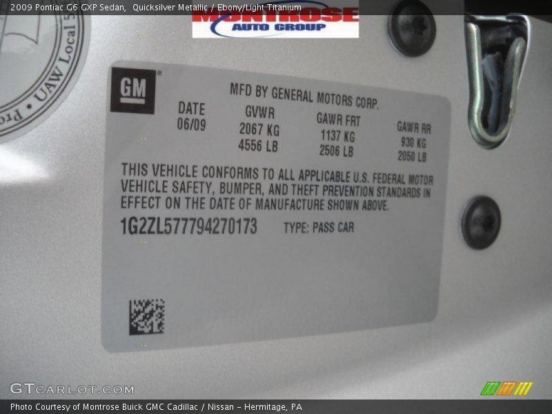 Quicksilver Metallic / Ebony/Light Titanium 2009 Pontiac G6 GXP Sedan
