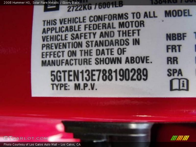 Solar Flare Metallic / Ebony Black 2008 Hummer H3