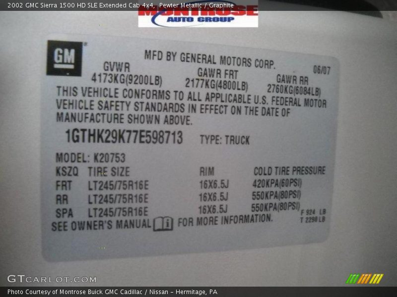Pewter Metallic / Graphite 2002 GMC Sierra 1500 HD SLE Extended Cab 4x4