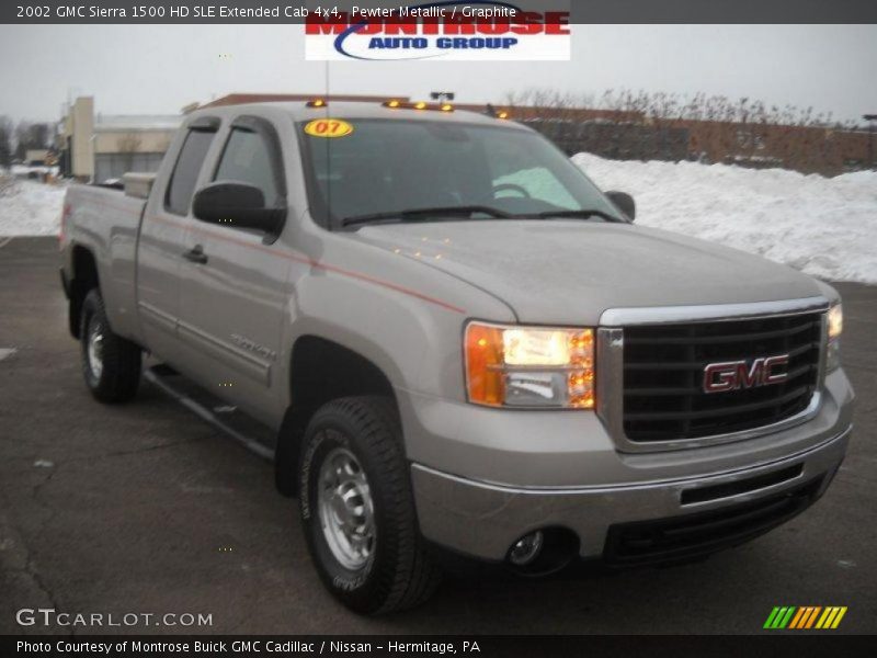 Pewter Metallic / Graphite 2002 GMC Sierra 1500 HD SLE Extended Cab 4x4