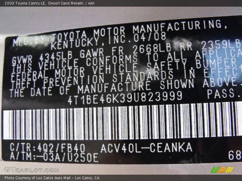 Desert Sand Metallic / Ash 2009 Toyota Camry LE