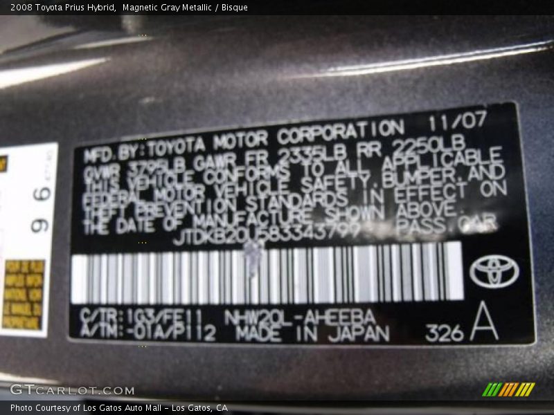Magnetic Gray Metallic / Bisque 2008 Toyota Prius Hybrid