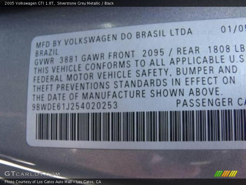 Silverstone Grey Metallic / Black 2005 Volkswagen GTI 1.8T