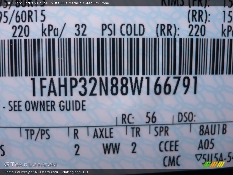 Vista Blue Metallic / Medium Stone 2008 Ford Focus S Coupe