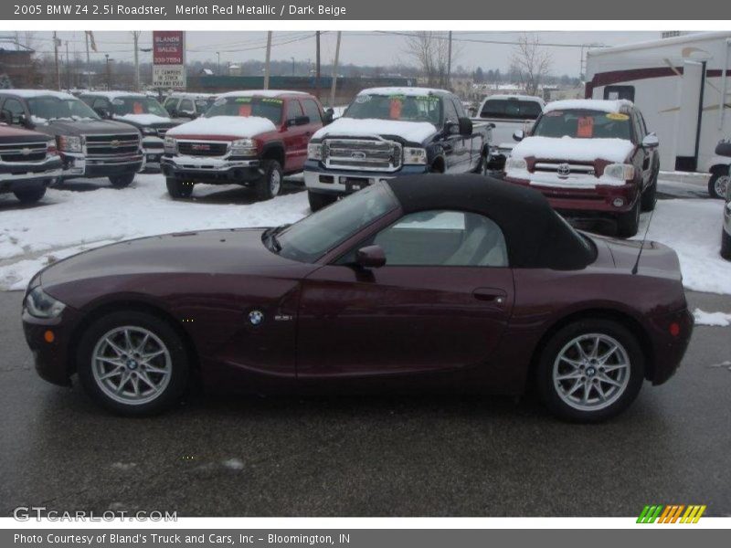 Merlot Red Metallic / Dark Beige 2005 BMW Z4 2.5i Roadster