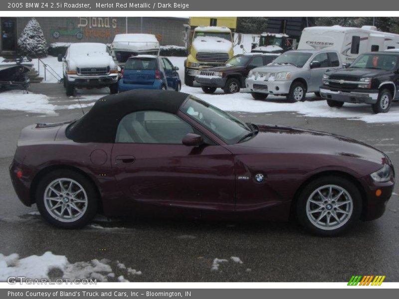 Merlot Red Metallic / Dark Beige 2005 BMW Z4 2.5i Roadster