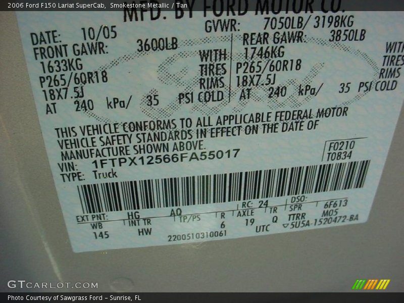 Smokestone Metallic / Tan 2006 Ford F150 Lariat SuperCab