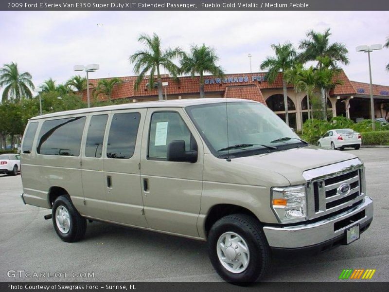Pueblo Gold Metallic / Medium Pebble 2009 Ford E Series Van E350 Super Duty XLT Extended Passenger
