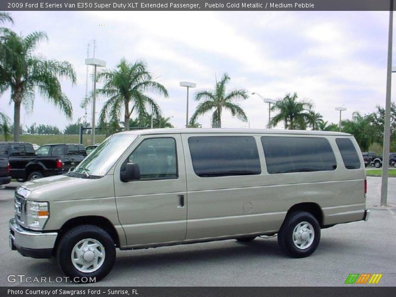 Pueblo Gold Metallic / Medium Pebble 2009 Ford E Series Van E350 Super Duty XLT Extended Passenger