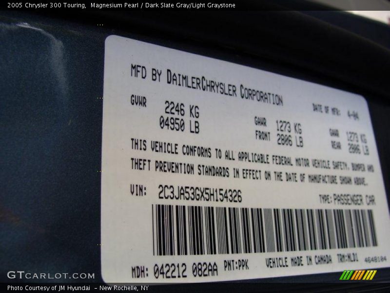 Magnesium Pearl / Dark Slate Gray/Light Graystone 2005 Chrysler 300 Touring