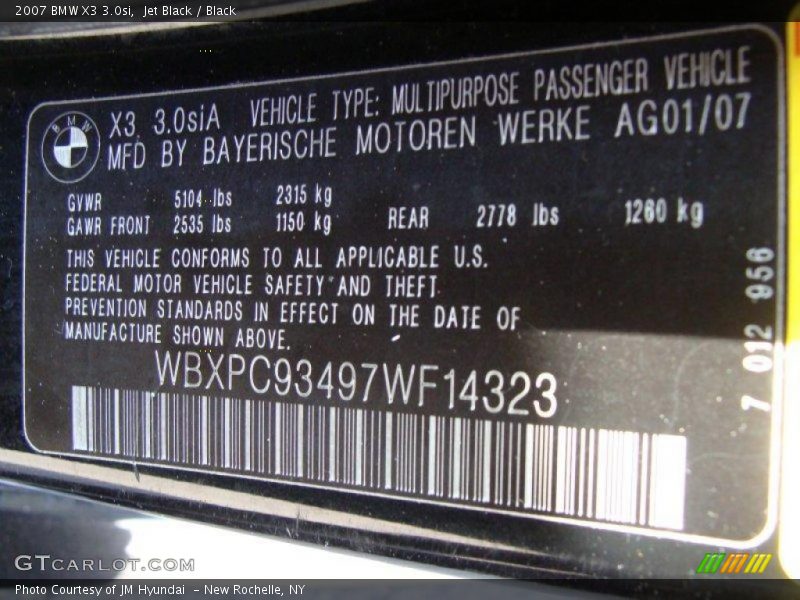 Jet Black / Black 2007 BMW X3 3.0si