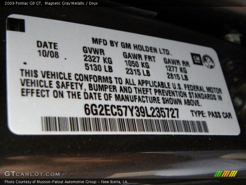 Magnetic Gray Metallic / Onyx 2009 Pontiac G8 GT