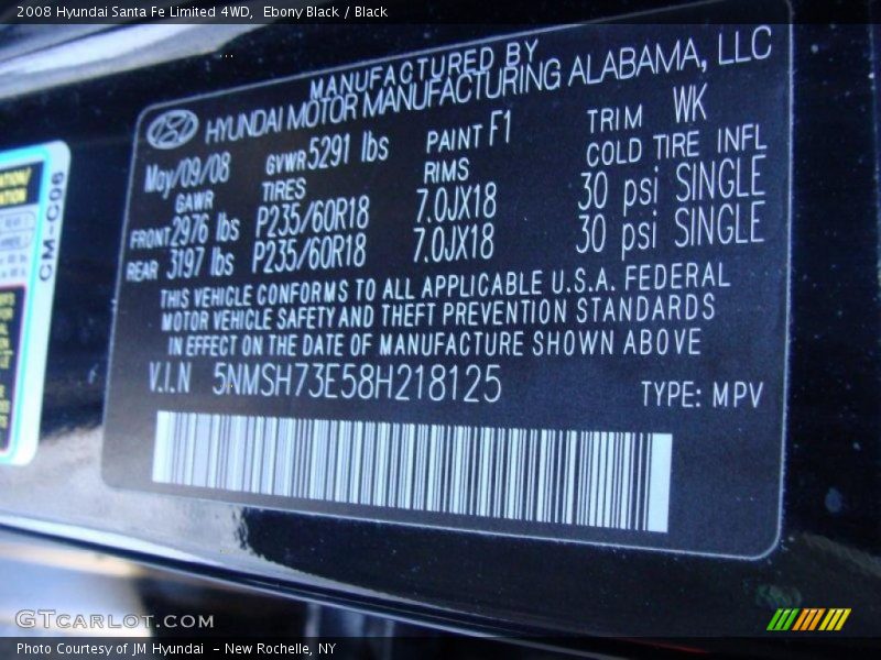 Ebony Black / Black 2008 Hyundai Santa Fe Limited 4WD