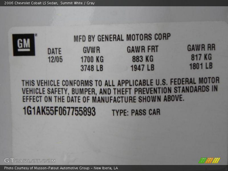 Summit White / Gray 2006 Chevrolet Cobalt LS Sedan