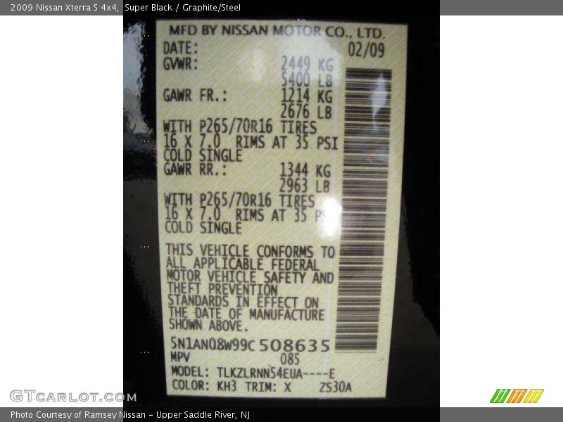Super Black / Graphite/Steel 2009 Nissan Xterra S 4x4