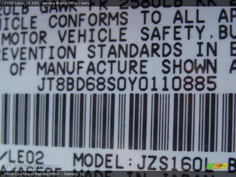 Antique Bronze Mica / Ivory 2000 Lexus GS 300
