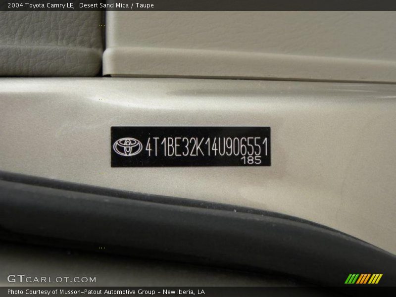 Desert Sand Mica / Taupe 2004 Toyota Camry LE