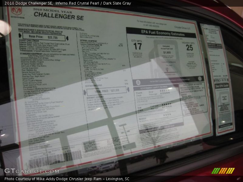 Inferno Red Crystal Pearl / Dark Slate Gray 2010 Dodge Challenger SE