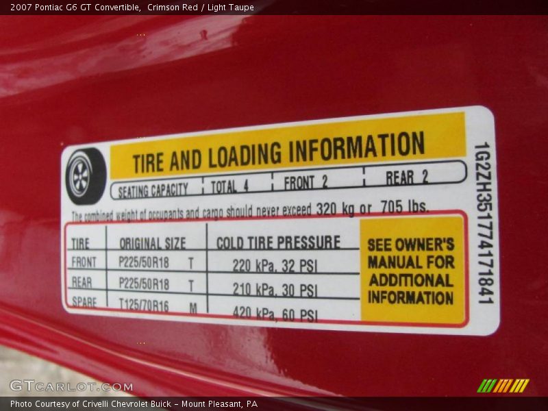 Crimson Red / Light Taupe 2007 Pontiac G6 GT Convertible