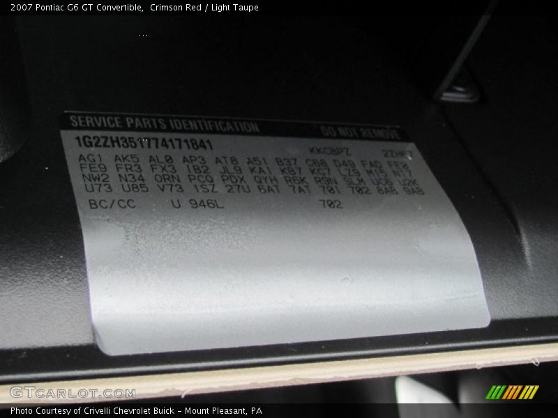 Crimson Red / Light Taupe 2007 Pontiac G6 GT Convertible