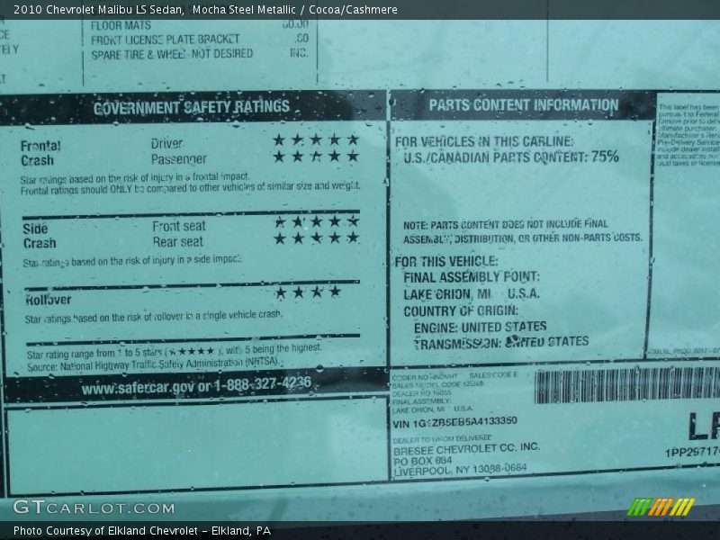 Mocha Steel Metallic / Cocoa/Cashmere 2010 Chevrolet Malibu LS Sedan