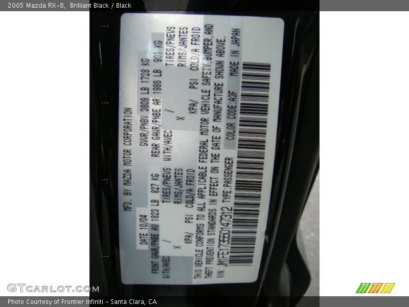 Brilliant Black / Black 2005 Mazda RX-8