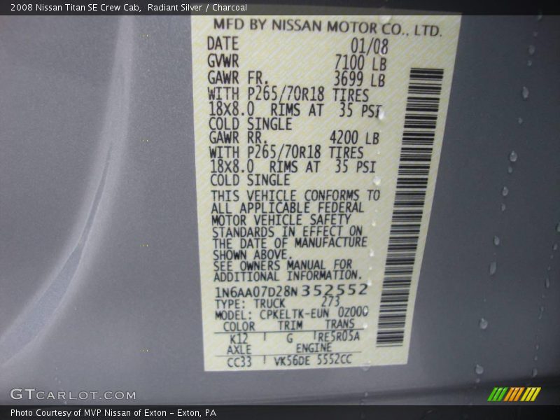 Radiant Silver / Charcoal 2008 Nissan Titan SE Crew Cab