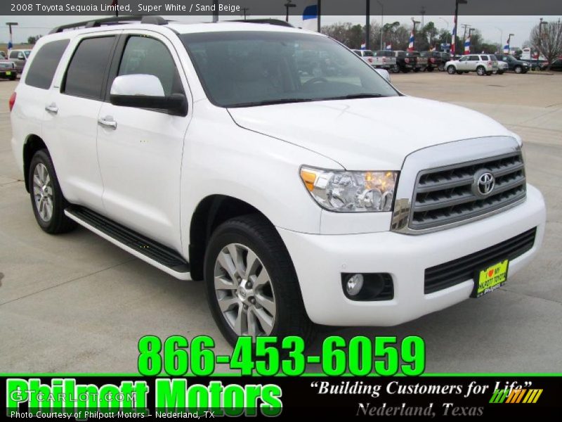 Super White / Sand Beige 2008 Toyota Sequoia Limited