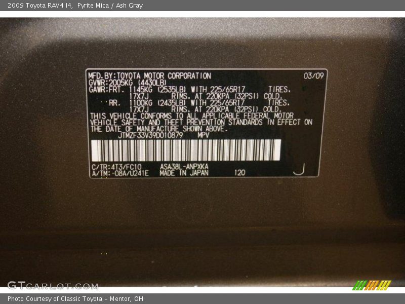 Pyrite Mica / Ash Gray 2009 Toyota RAV4 I4