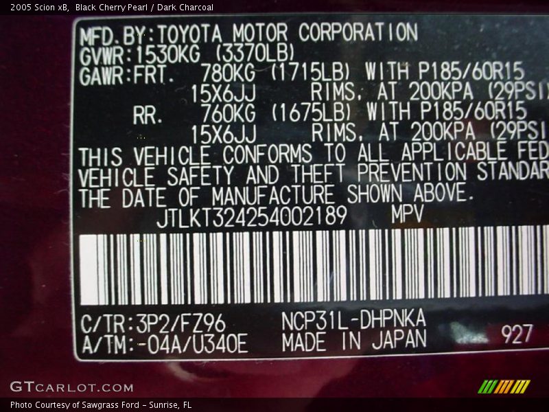 Black Cherry Pearl / Dark Charcoal 2005 Scion xB